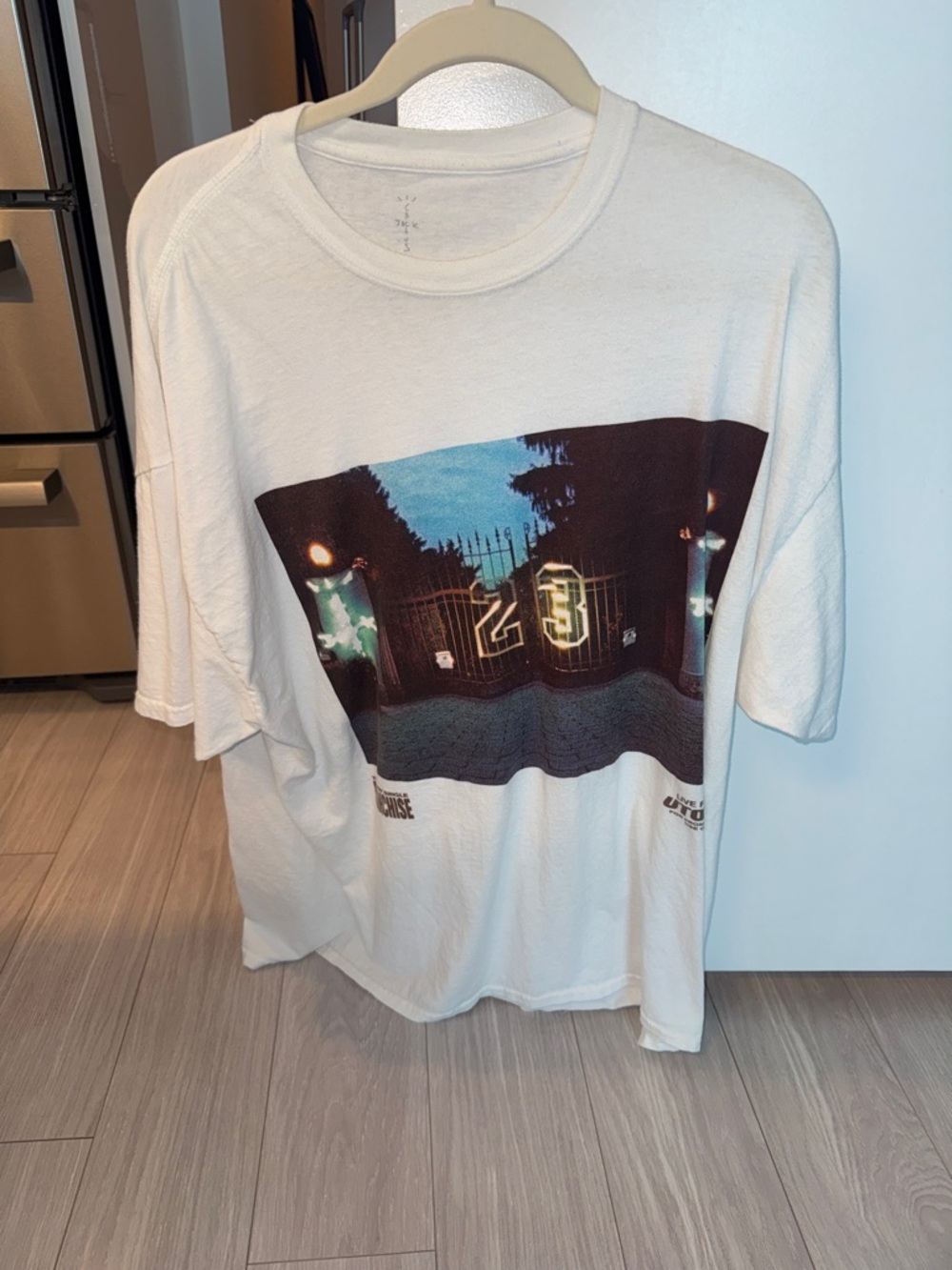 Cactus Jack by Travis Scott White Graphic Short Sleeve Tee with Night Gate Print